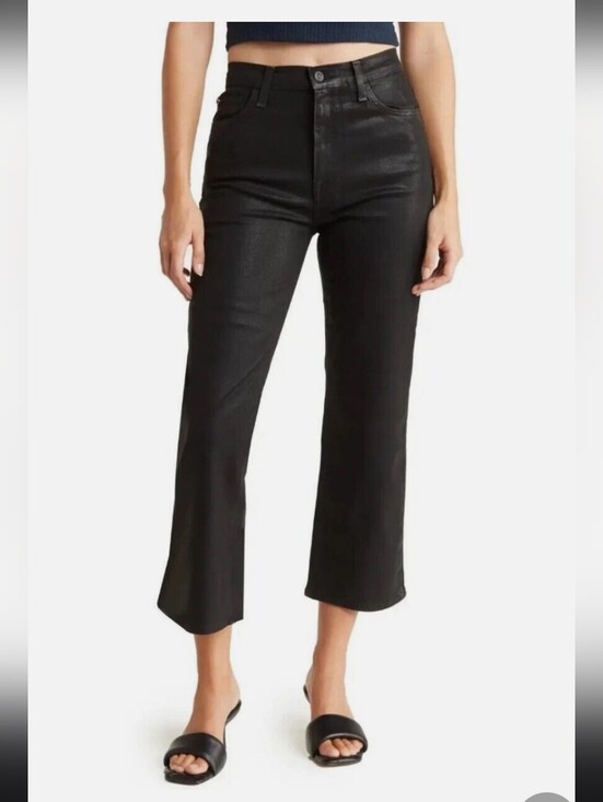 Hudson Jeans Denim - HUDSON Noa High-Rise Straight Crop Jeans COATED BLACK Stellar, 28)